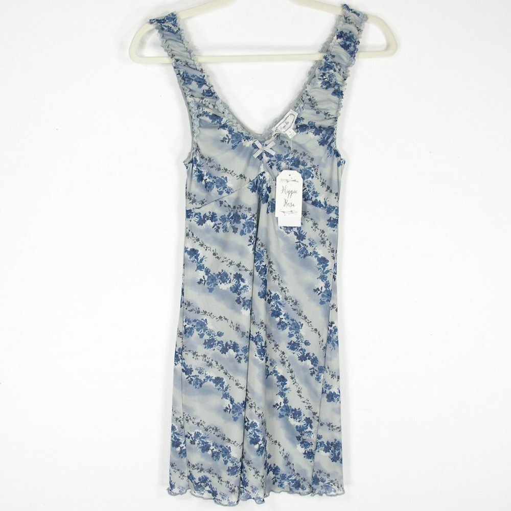 Hippie Rose Mini Dress Grey Floral Small